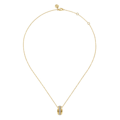 14K White  Yellow Gold Bujukan Diamond Pendant Necklace