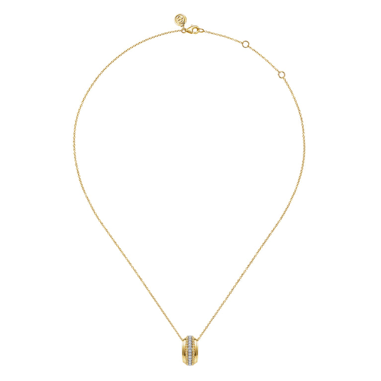 14K White  Yellow Gold Bujukan Diamond Pendant Necklace - 0.15 ct - Shot 3