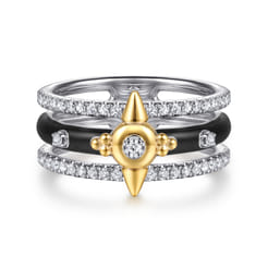 14K-White-Yellow-Gold-Bujukan-Diamond-Spike-Easy-Stackable-Ring-with-Black-Enamel1