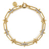 14K White Yellow Gold Bujukan Diamond Spike Link Chain Bracelet - 0.25 ct