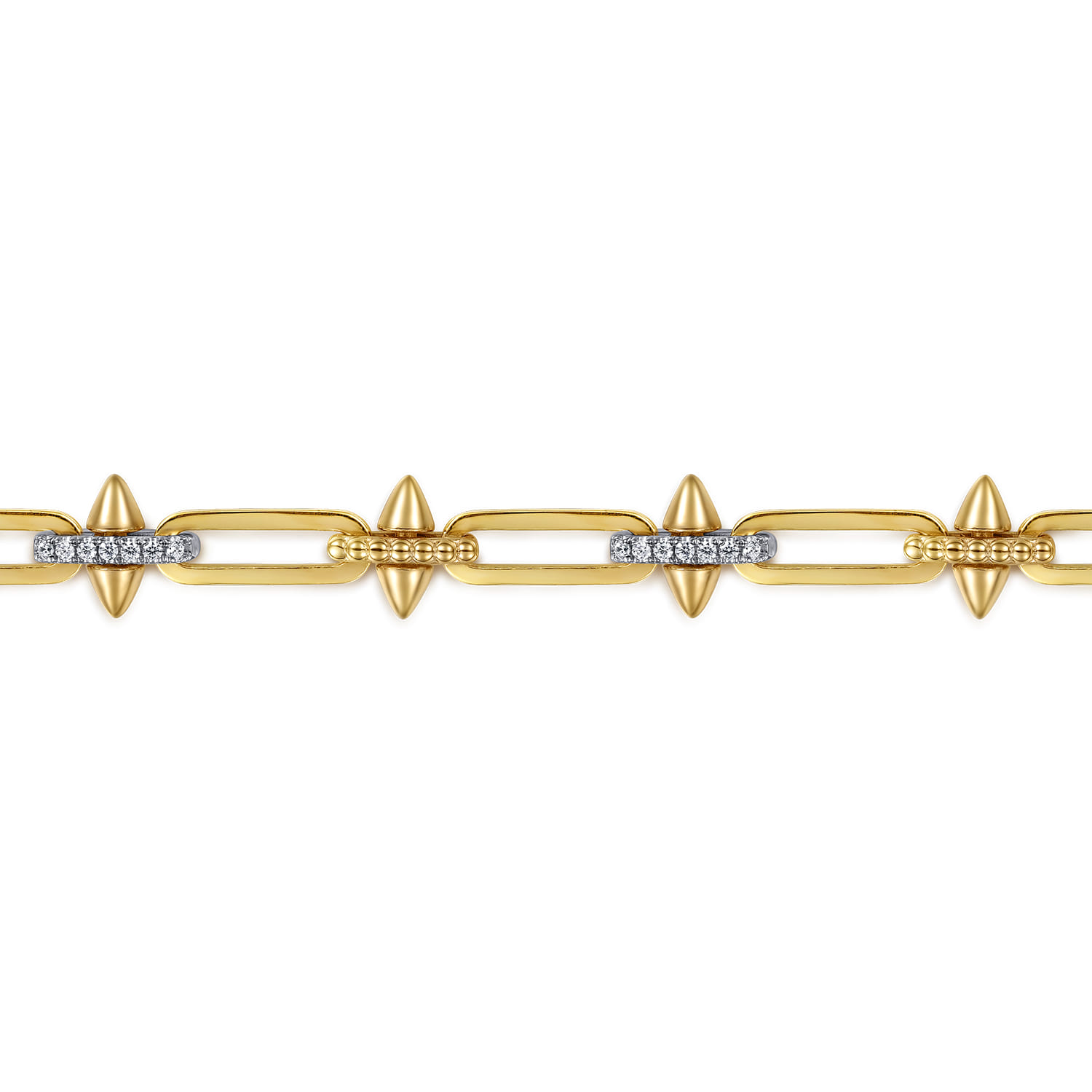 14K White Yellow Gold Bujukan Diamond Spike Link Chain Bracelet - 0.25 ct - Shot 2