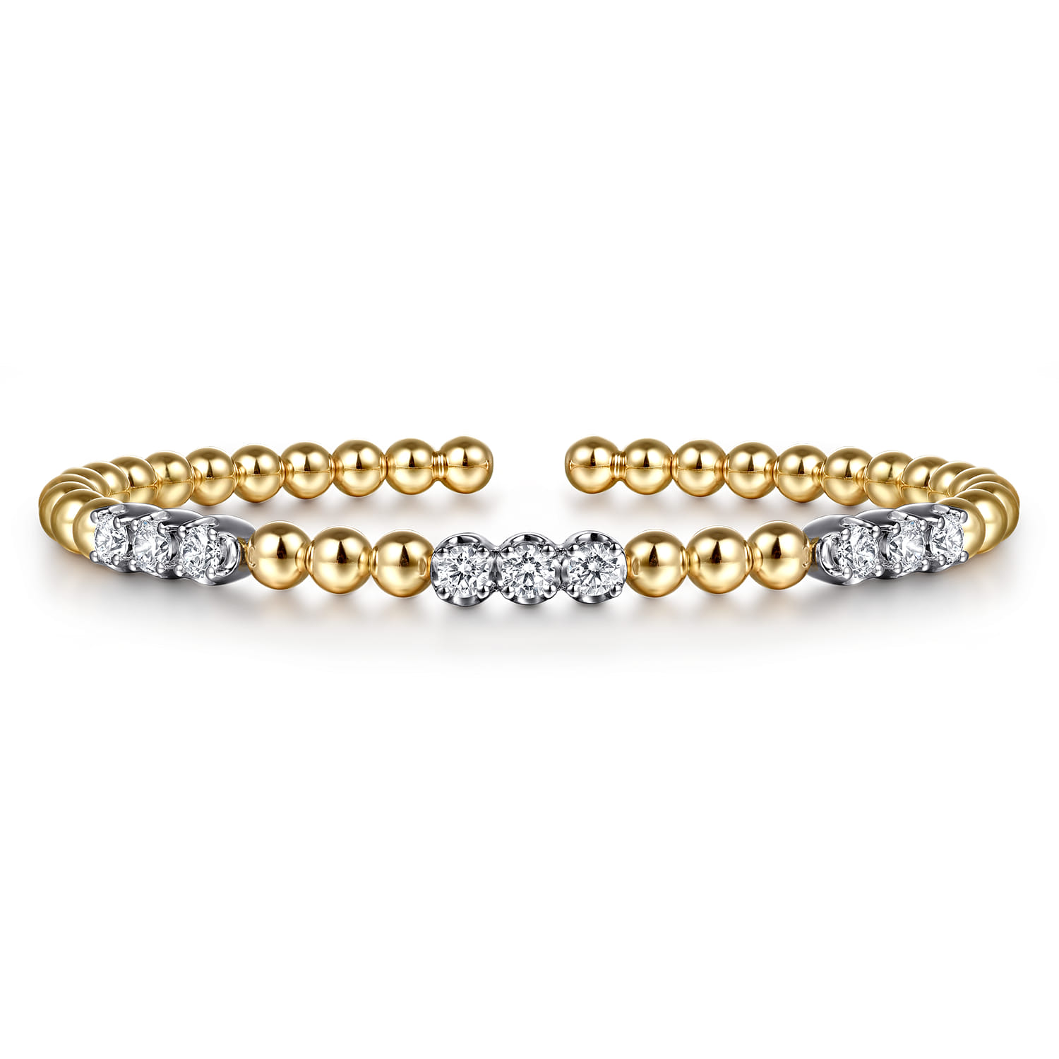 14K White  Yellow Gold Bujukan Diamond Split Bangle Bracelet - 1 ct - Shot 1
