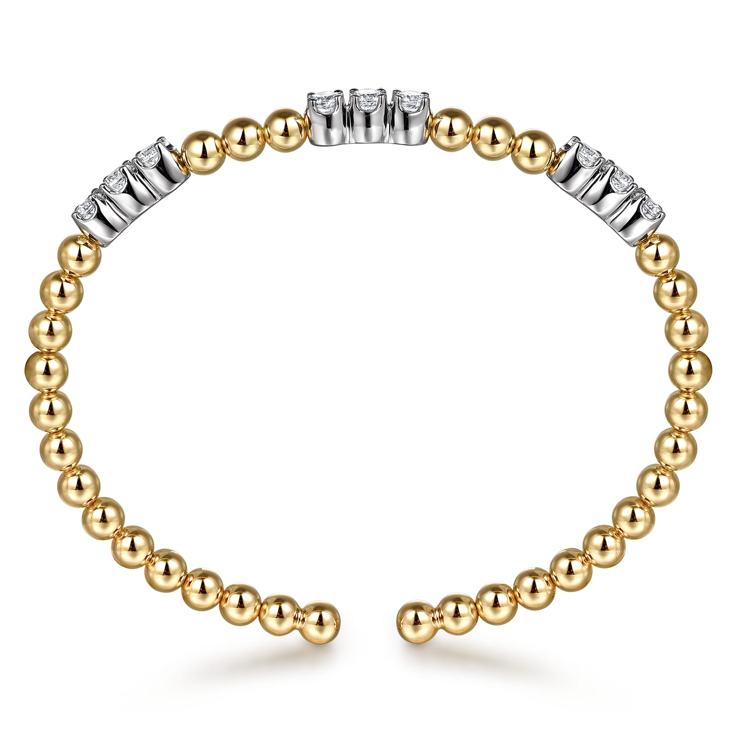 14K White  Yellow Gold Bujukan Diamond Split Bangle Bracelet - 1 ct - Shot 3