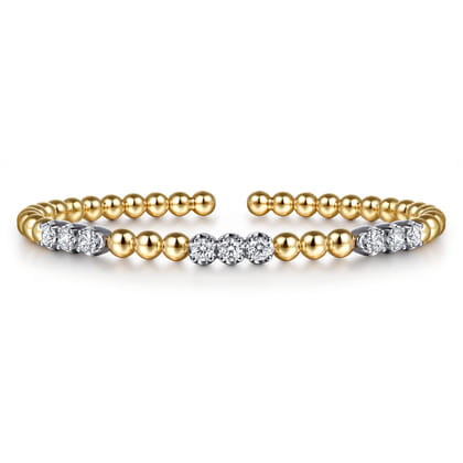 14K White  Yellow Gold Bujukan Diamond Split Bangle Bracelet