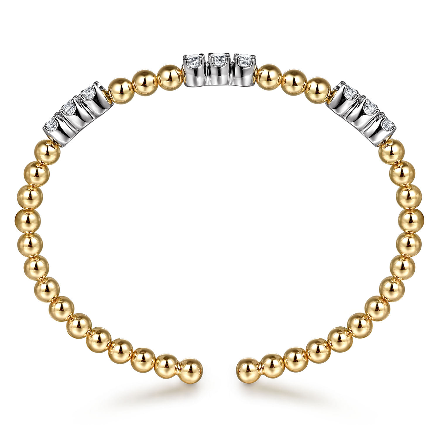 14K White  Yellow Gold Bujukan Diamond Split Bangle Bracelet - 1 ct - Shot 3