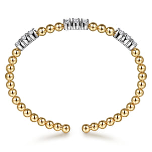 14K White  Yellow Gold Bujukan Diamond Split Bangle Bracelet