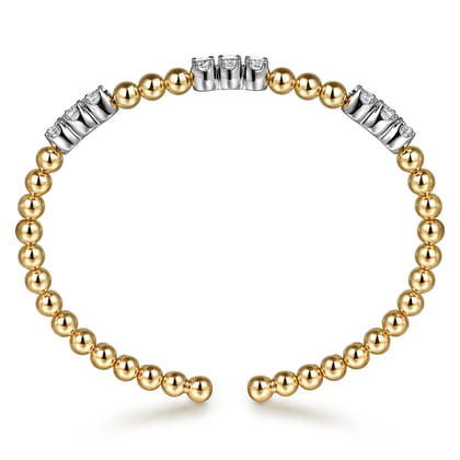 14K White  Yellow Gold Bujukan Diamond Split Bangle Bracelet