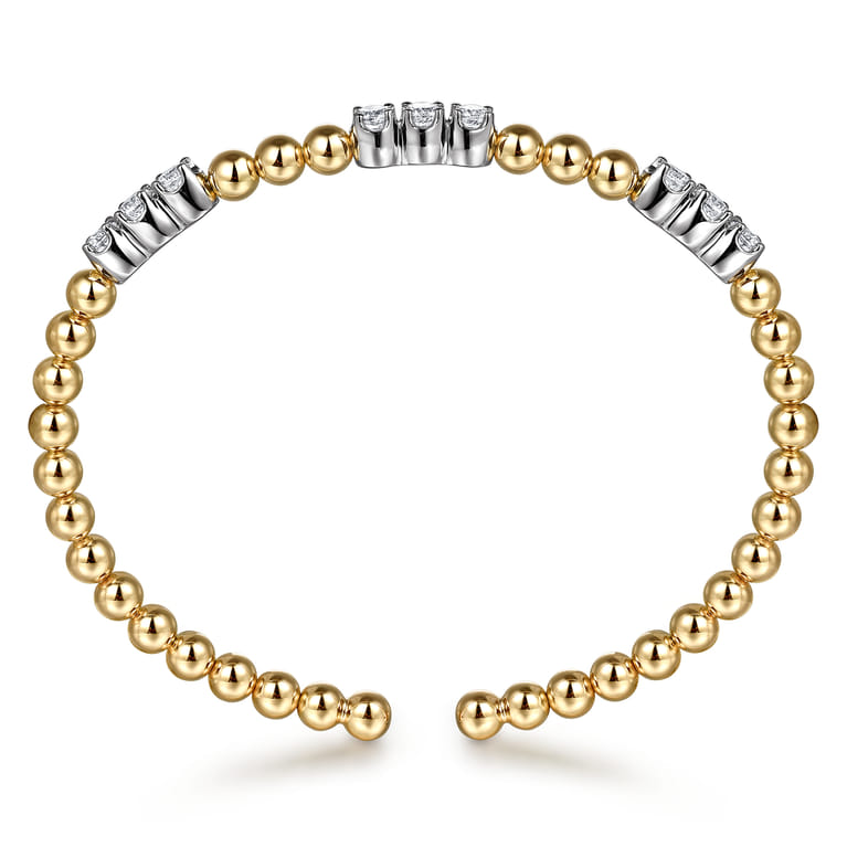 14K White  Yellow Gold Bujukan Diamond Split Bangle Bracelet - 1 ct - Shot 3