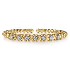 14K White & Yellow Gold Bujukan Diamond Split Bangle Bracelet