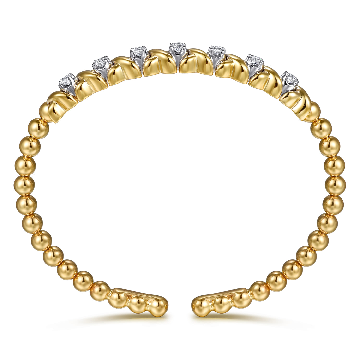 14K White  Yellow Gold Bujukan Diamond Split Bangle Bracelet - 0.5 ct - Shot 3