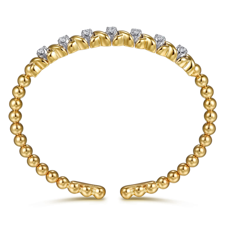 14K White  Yellow Gold Bujukan Diamond Split Bangle Bracelet - 0.5 ct - Shot 3