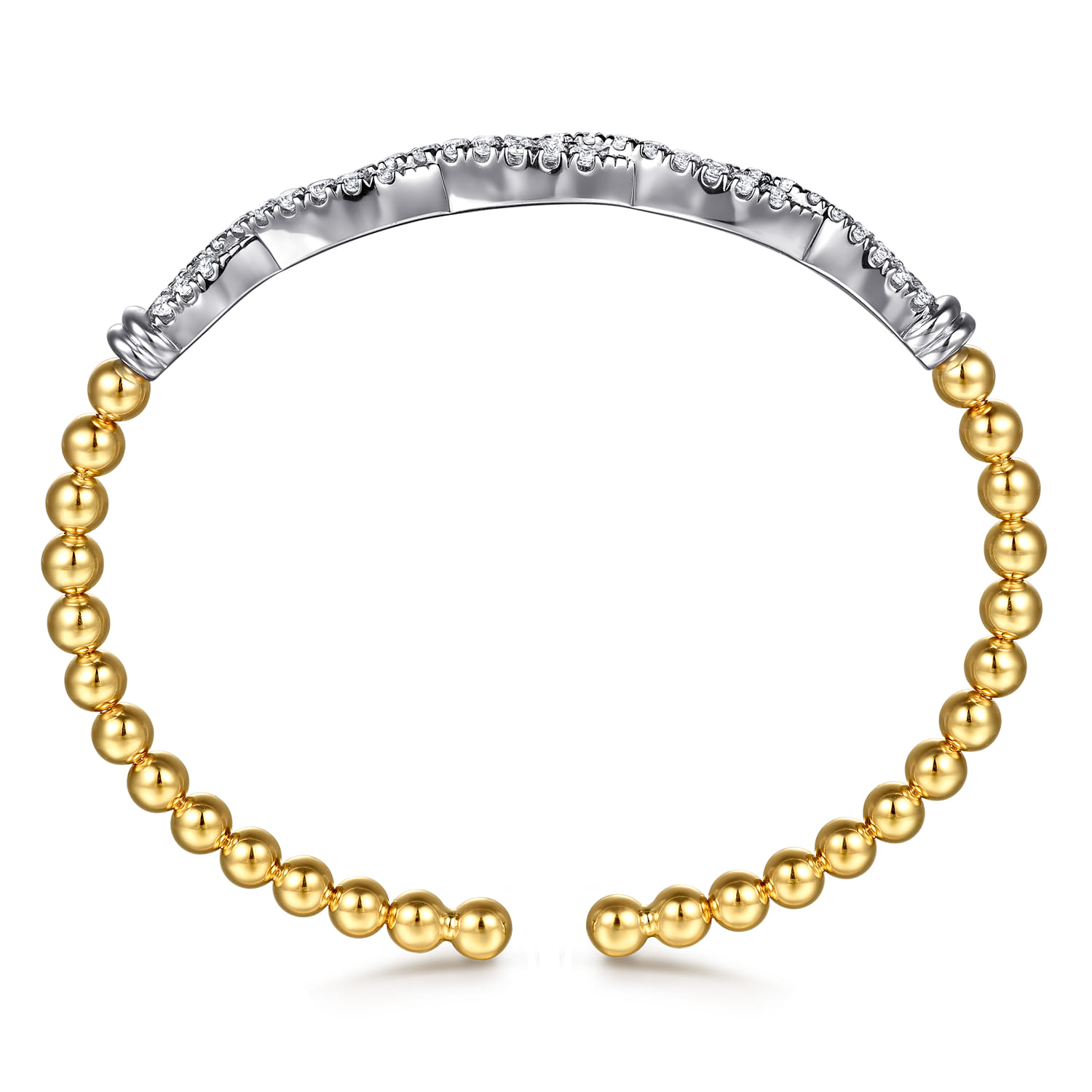 14K White  Yellow Gold Bujukan Diamond Split Bangle Bracelet - 1 ct - Shot 3