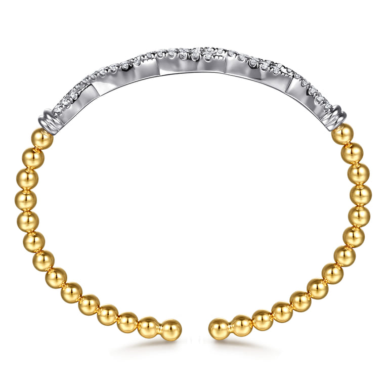 14K White  Yellow Gold Bujukan Diamond Split Bangle Bracelet - 1 ct - Shot 3