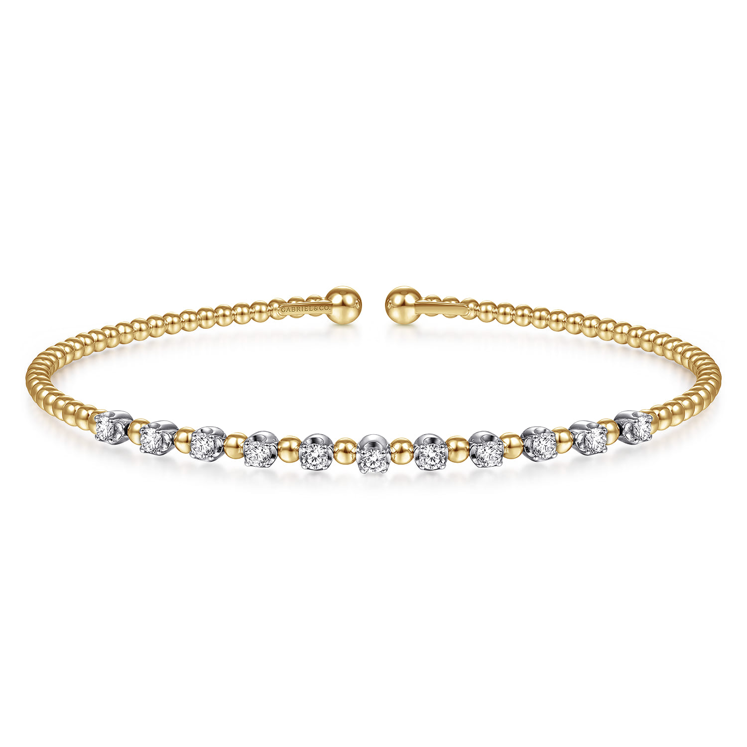 14K White-Yellow Gold Bujukan Diamond Split Bangle - 0.4 ct - Shot 1