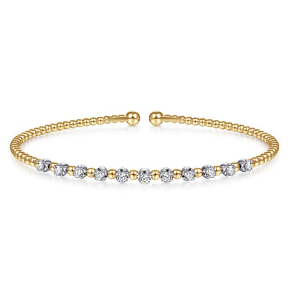 14K White-Yellow Gold Bujukan Diamond Split Bangle