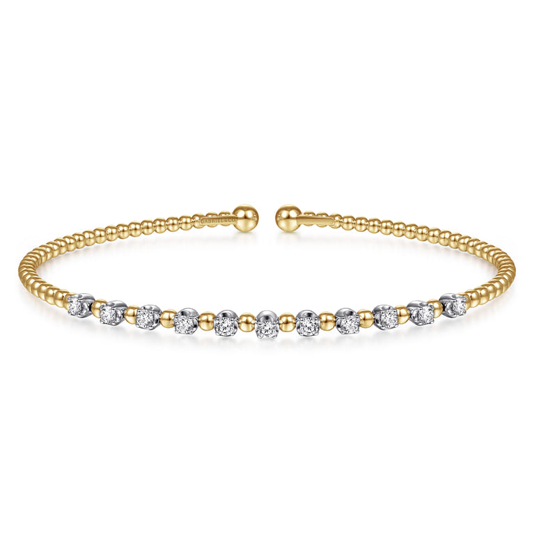 14K White-Yellow Gold Bujukan Diamond Split Bangle - 0.4 ct - Shot 1