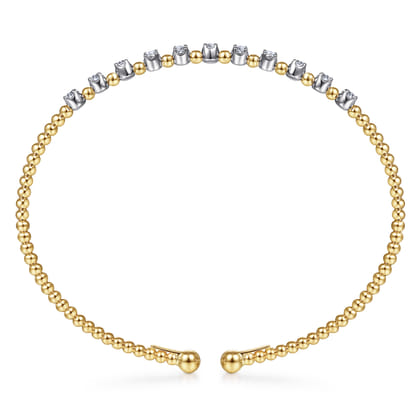 14K White-Yellow Gold Bujukan Diamond Split Bangle