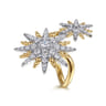 14K White  Yellow Gold Bujukan Diamond Starburst Bypass Ring - 1.25 ct