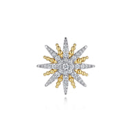 14K White  Yellow Gold Bujukan Diamond Starburst Pin
