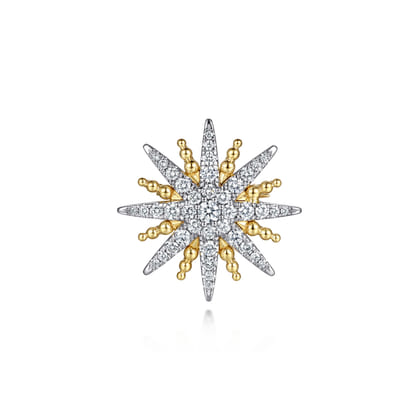 14K White  Yellow Gold Bujukan Diamond Starburst Pin