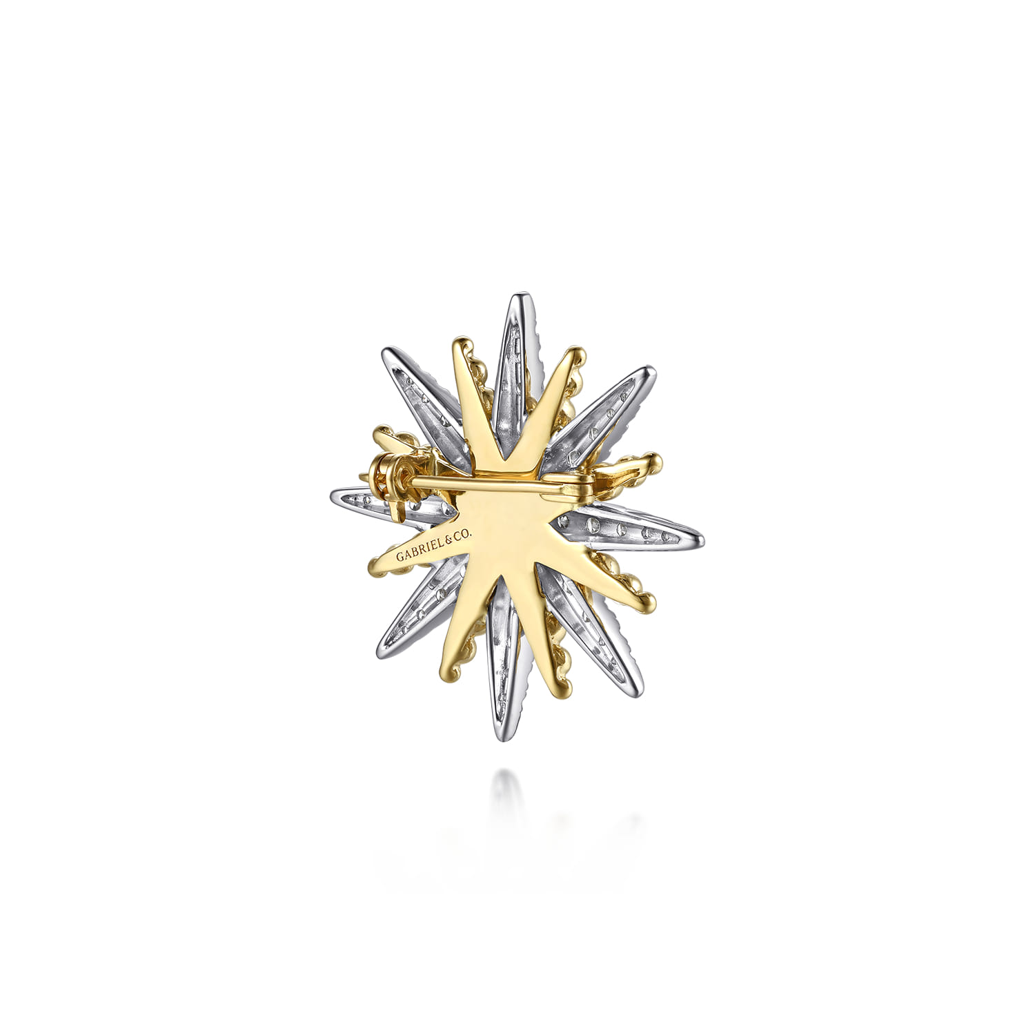 14K White  Yellow Gold Bujukan Diamond Starburst Pin - 1.75 ct - Shot 2