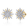 14K White  Yellow Gold Bujukan Diamond Starburst Stud Earrings - 2.05 ct