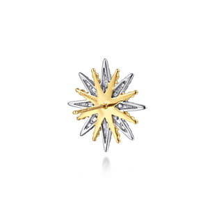 14K White  Yellow Gold Bujukan Diamond Starburst Stud Earrings