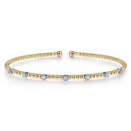14K White-Yellow Gold Bujukan Diamond Stations Bangle