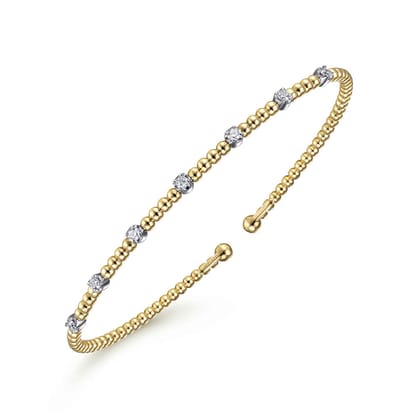 14K White-Yellow Gold Bujukan Diamond Stations Bangle