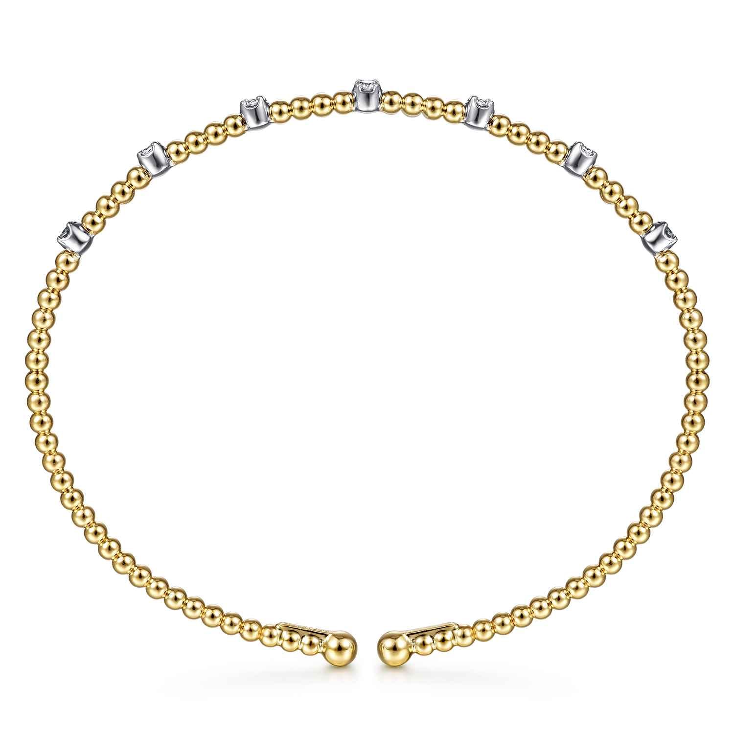 14K White-Yellow Gold Bujukan Diamond Stations Bangle - 0.21 ct - Shot 3