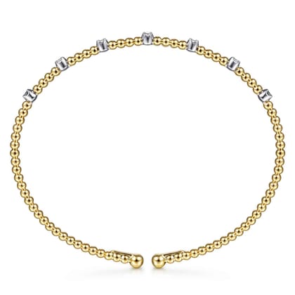 14K White-Yellow Gold Bujukan Diamond Stations Bangle