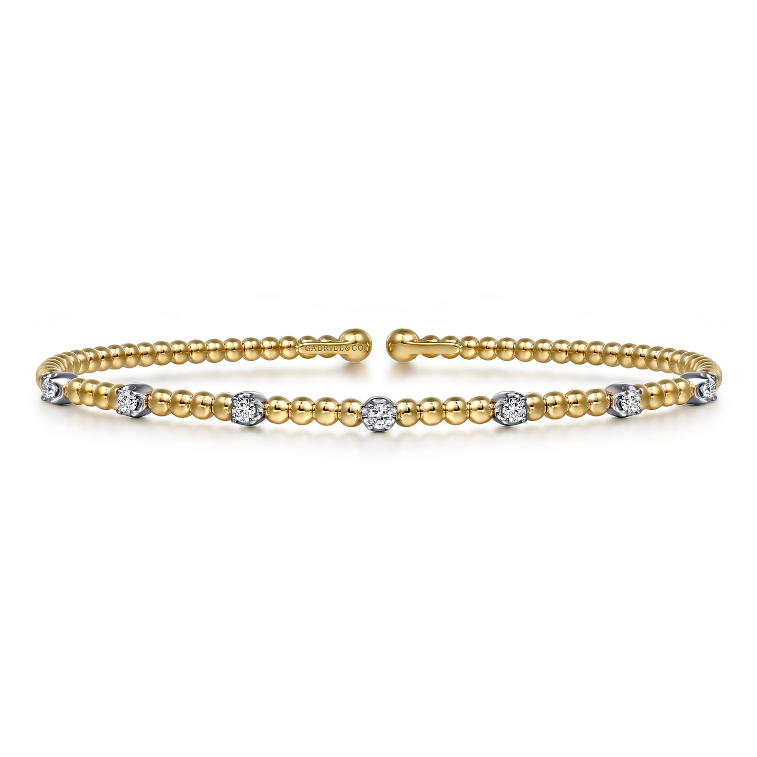 14K White-Yellow Gold Bujukan Diamond Stations Bangle
