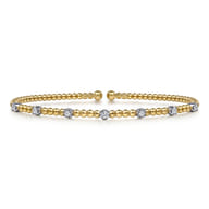 14K White-Yellow Gold Bujukan Diamond Stations Bangle