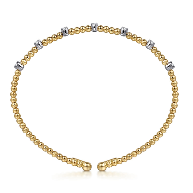 14K White-Yellow Gold Bujukan Diamond Stations Bangle - 0.2 ct - Shot 3
