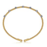 14K White-Yellow Gold Bujukan Diamond Stations Bangle - 0.2 ct