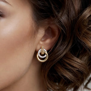 14K White  Yellow Gold Bujukan Diamond Stud Earrings