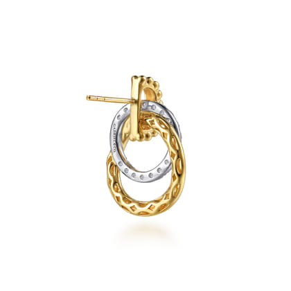 14K White  Yellow Gold Bujukan Diamond Stud Earrings