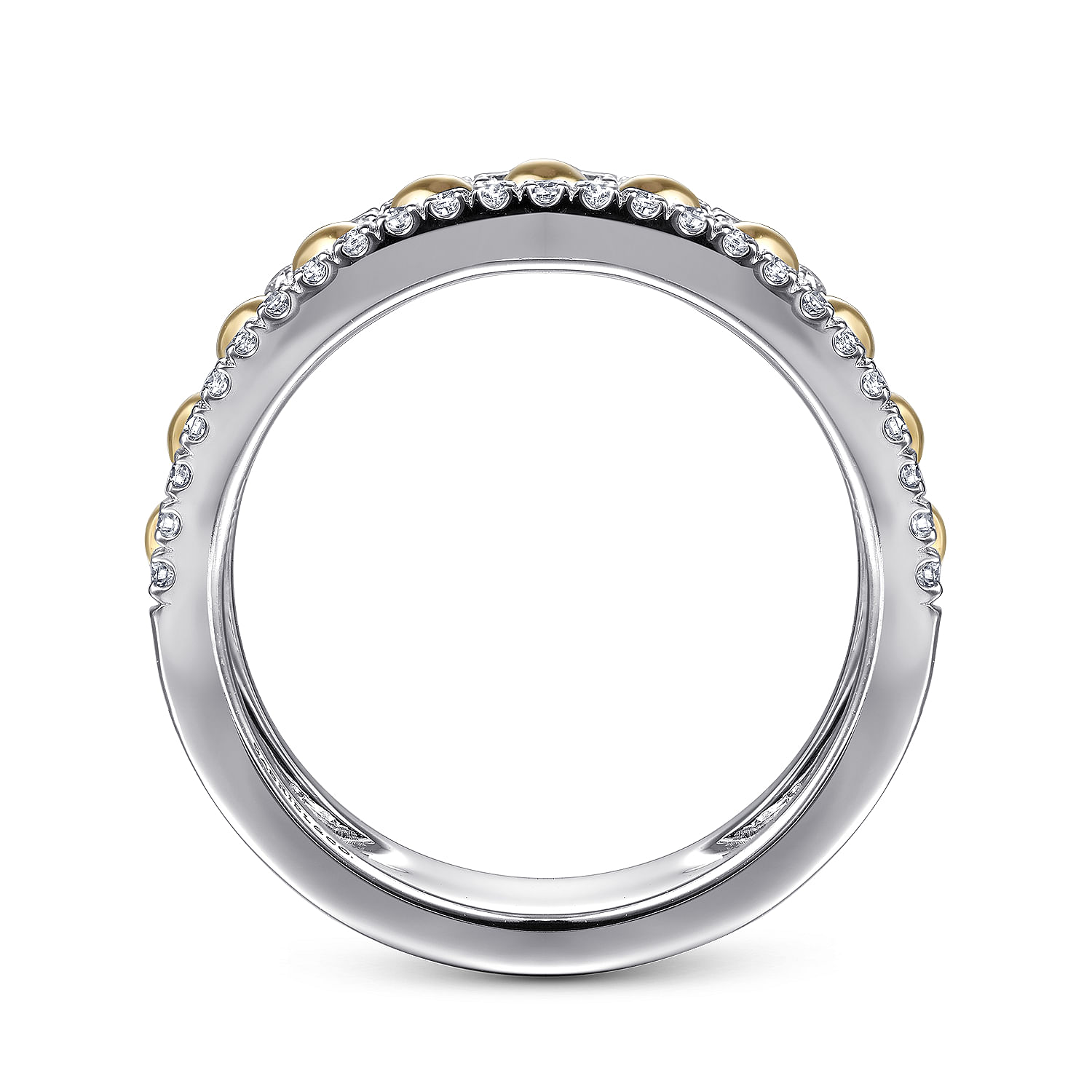 14K White-Yellow Gold Bujukan Diamond Wide Band Ring