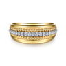 14K White  Yellow Gold Bujukan Diamond Wide Band Ring - 0.2 ct