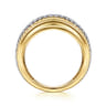 14K White  Yellow Gold Bujukan Diamond Wide Band Ring - 0.2 ct