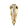 14K White  Yellow Gold Bujukan Diamond Wide Band Ring - 0.2 ct
