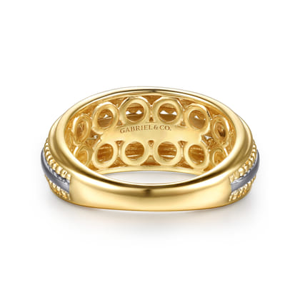 14K White  Yellow Gold Bujukan Diamond Wide Band Ring