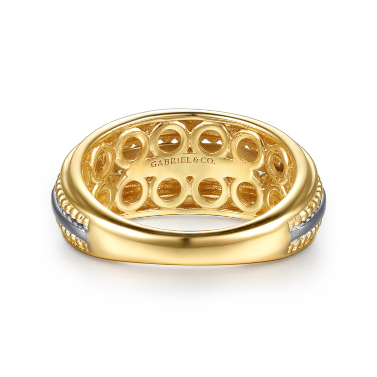 14K White  Yellow Gold Bujukan Diamond Wide Band Ring - 0.2 ct - Shot 5