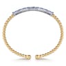 14K White  Yellow Gold Bujukan Diamond and Baguette Blue Sapphire Bar Split Bangle Bracelet - 0.4 ct