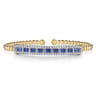 14K White  Yellow Gold Bujukan Diamond and Baguette Blue Sapphire Bar Split Bangle Bracelet - 0.4 ct