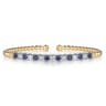 14K White  Yellow Gold Bujukan Diamond and Blue Sapphire Split Bangle Bracelet - 0.7 ct
