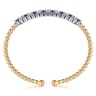14K White  Yellow Gold Bujukan Diamond and Blue Sapphire Split Bangle Bracelet - 0.7 ct
