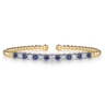 14K White  Yellow Gold Bujukan Diamond and Blue Sapphire Split Bangle Bracelet - 0.7 ct