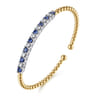 14K White  Yellow Gold Bujukan Diamond and Blue Sapphire Split Bangle Bracelet - 0.7 ct