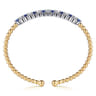 14K White  Yellow Gold Bujukan Diamond and Blue Sapphire Split Bangle Bracelet - 0.7 ct